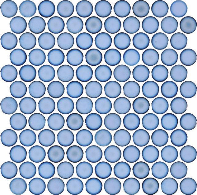 Glossy Finish Pastel Blue Gloss 3D Coin Ceramic tile 320x330 mm