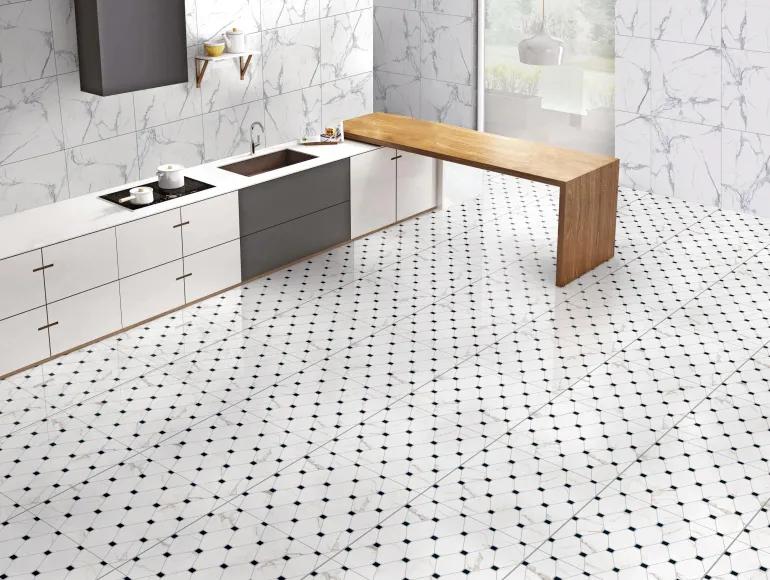 Glossy Finish PCG Carrara Venato Marble Glazed Vitrified Tiles Floor Tiles