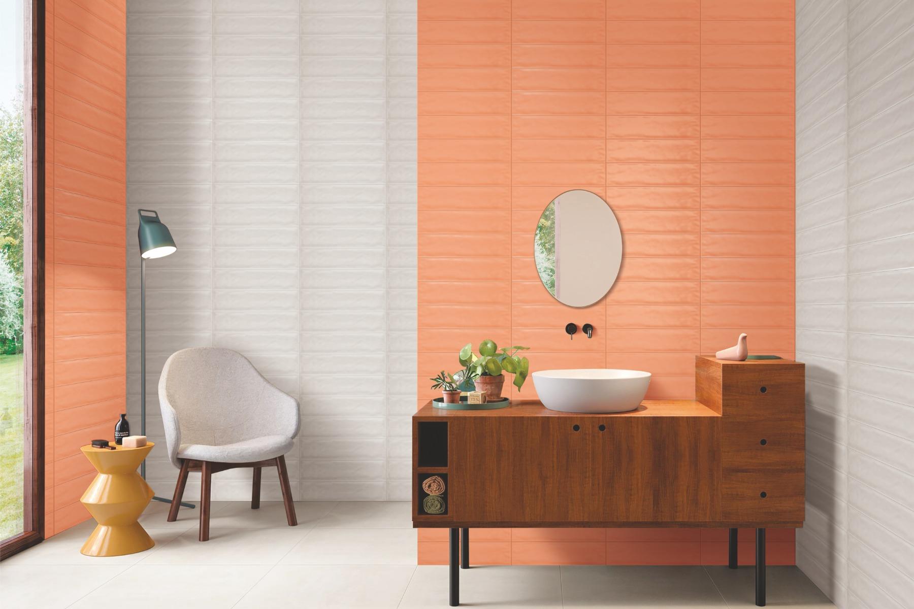 Matte Finish Peach Matte Cloudy Subway Ceramic tile 75x300 mm