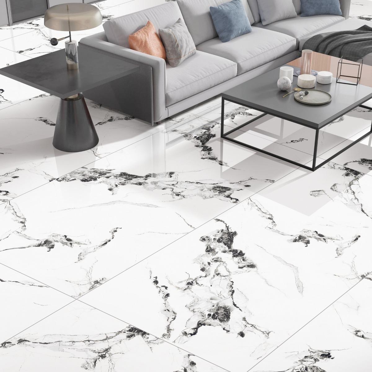 Glossy Finish PGVT Calacatta Bellissimo Marmi Glazed Vitrified Tiles 800x1600 mm
