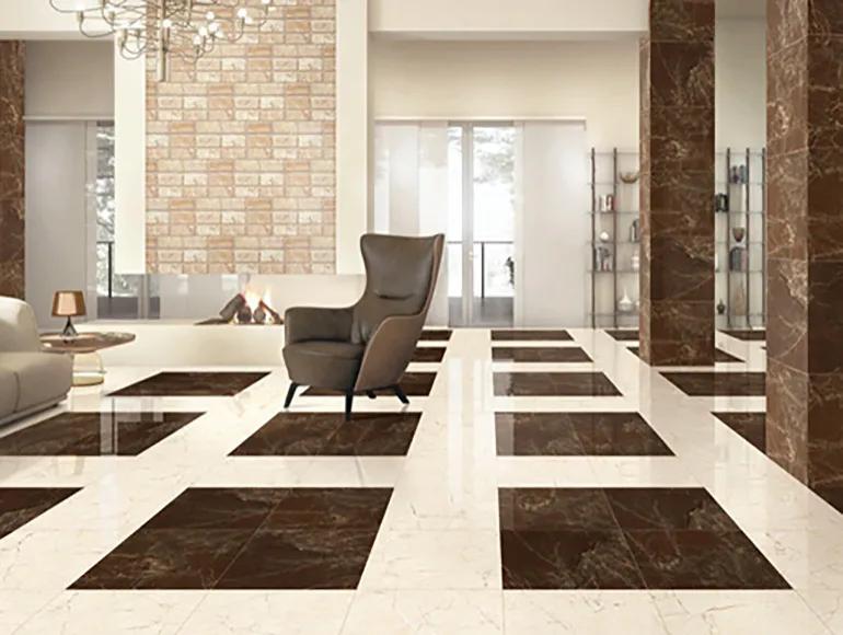 Super Glossy Finish Super Gloss Taurus Brown Vitrified tile 600x600 mm