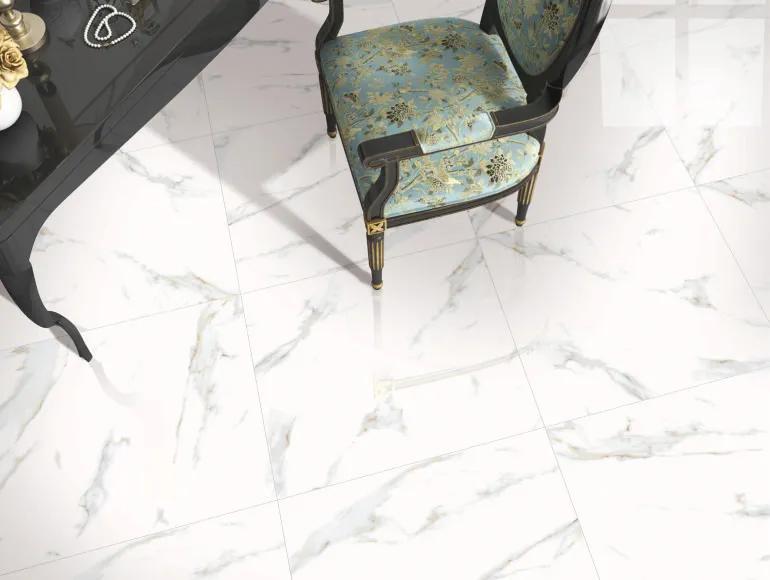 Glossy Finish PGVT Makrana Bianco Vitrified tile 600x600 mm