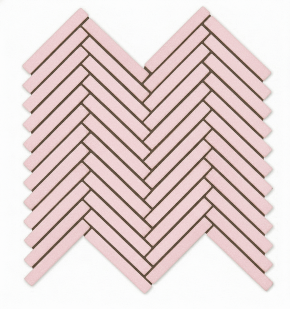 Glossy Finish Pink Gloss 3D Duo Herringbone Ceramic tile 255x270 mm