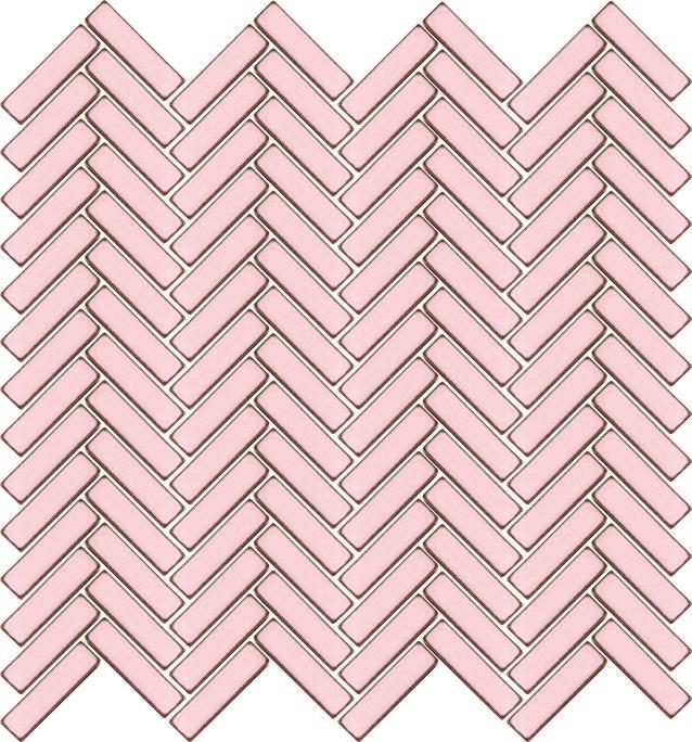 Glossy Finish Pink Gloss 3D Quad Herringbone Ceramic tile 275x282 mm