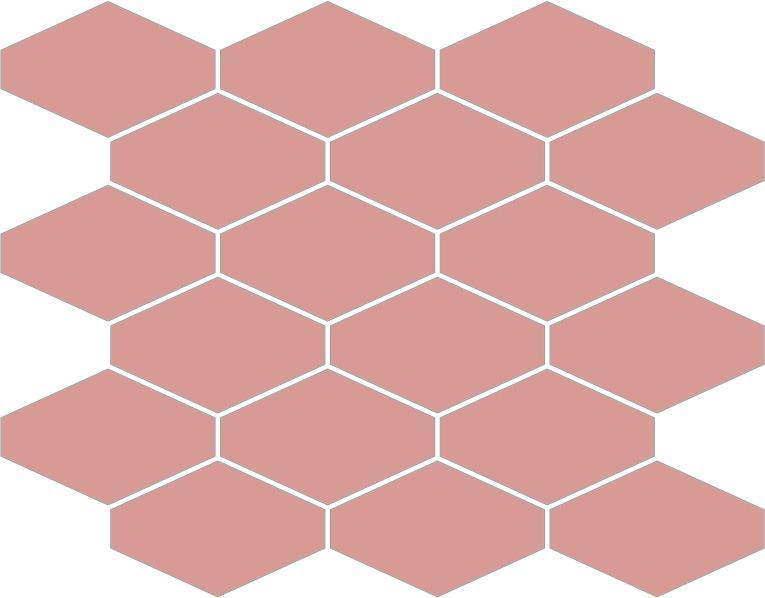 Glossy Finish Pink Gloss Elongated Hexa Ceramic tile 265x292 mm
