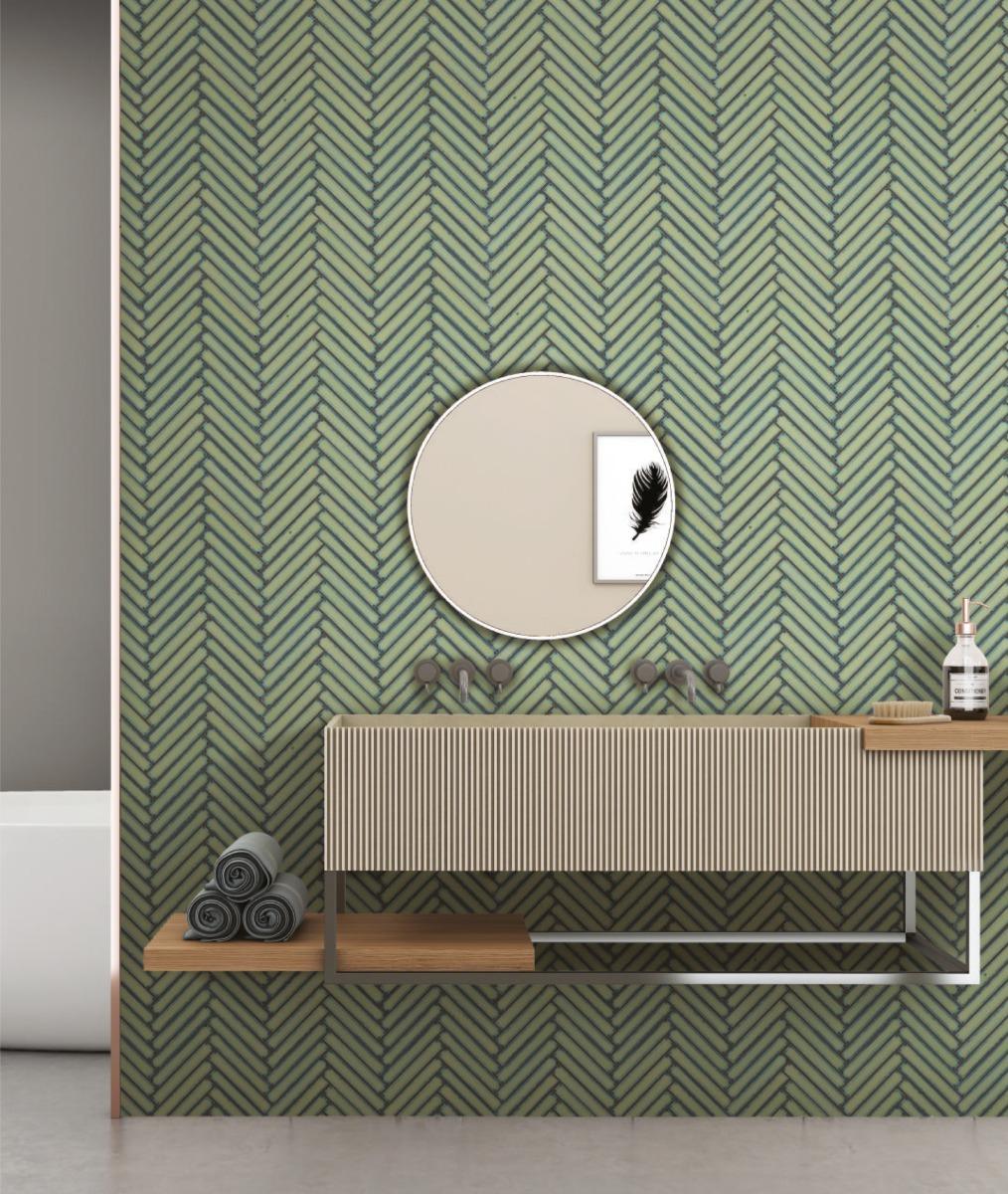 Glossy Finish Pista Gloss 3D Duo Herringbone Ceramic tile 255x270 mm