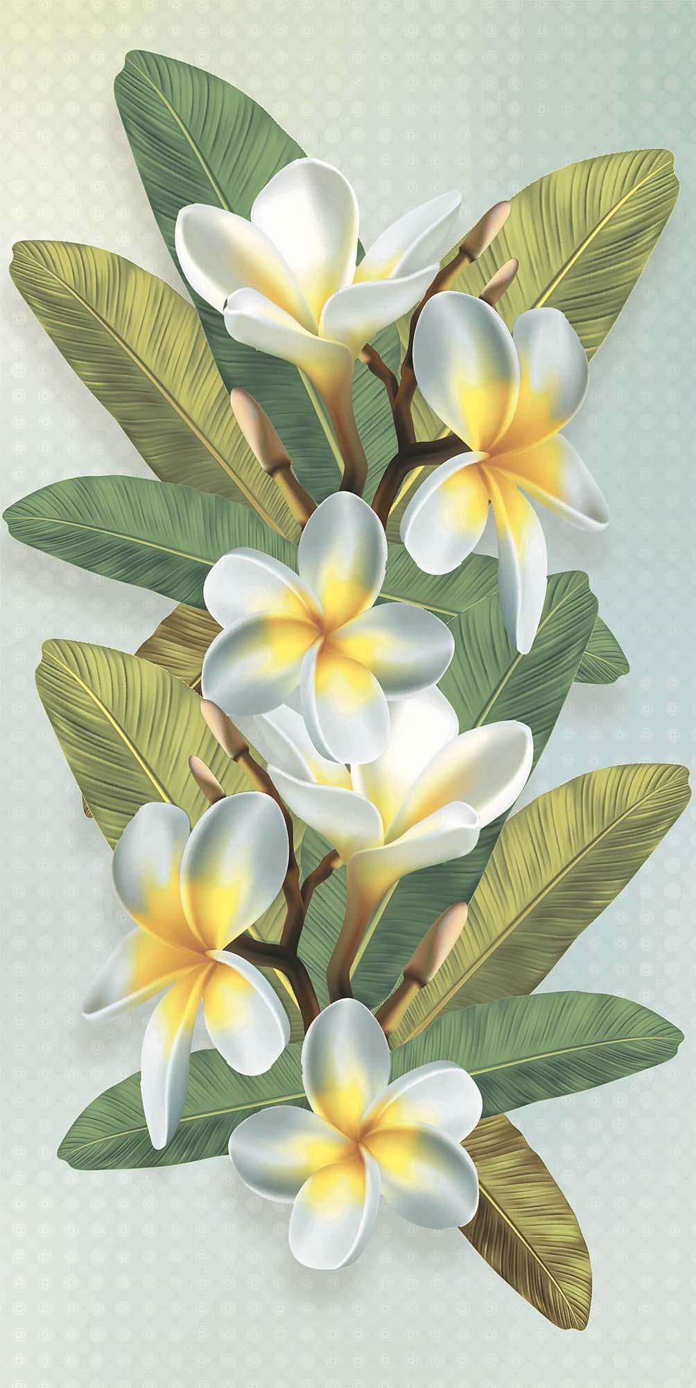Carving Finish Plumeria Bliss Carving Poster Vitrified tile 600x1200 mm