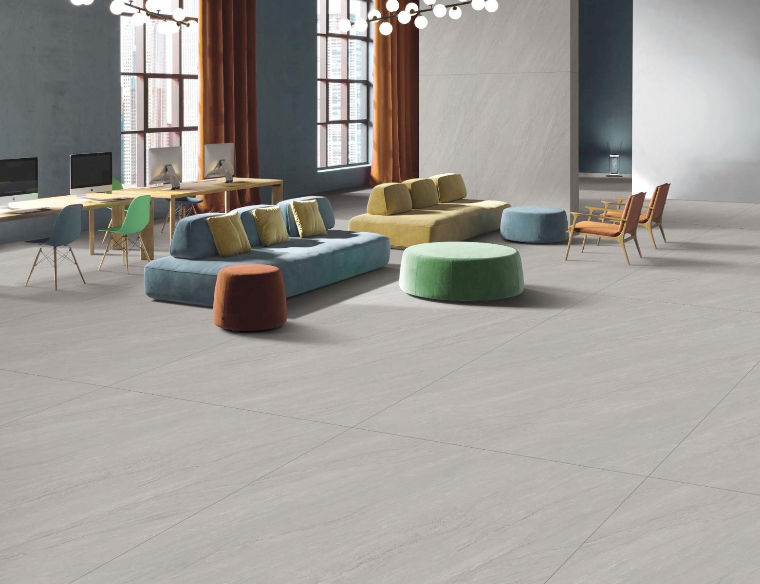 Matte Finish River Grey Lushsoft Glazed Vitrified Tiles Floor Tiles