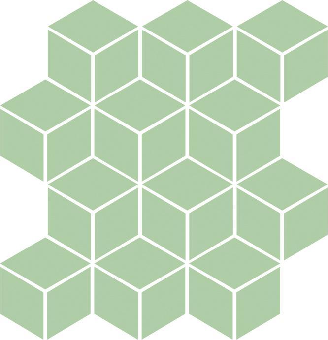 Glossy Finish Sage Green Gloss Cube Ceramic tile 265x310 mm