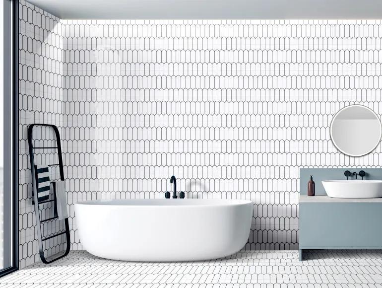Glossy Finish  SBG Black White Popsicle Ceramic tile 300x450 mm