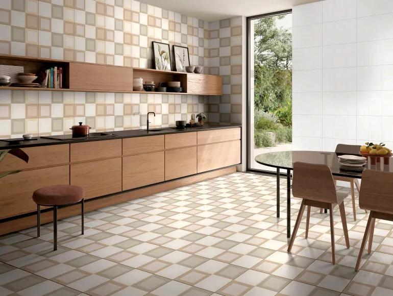 Glossy Finish SBG Frames Beige DK Ceramic tile 300x450 mm