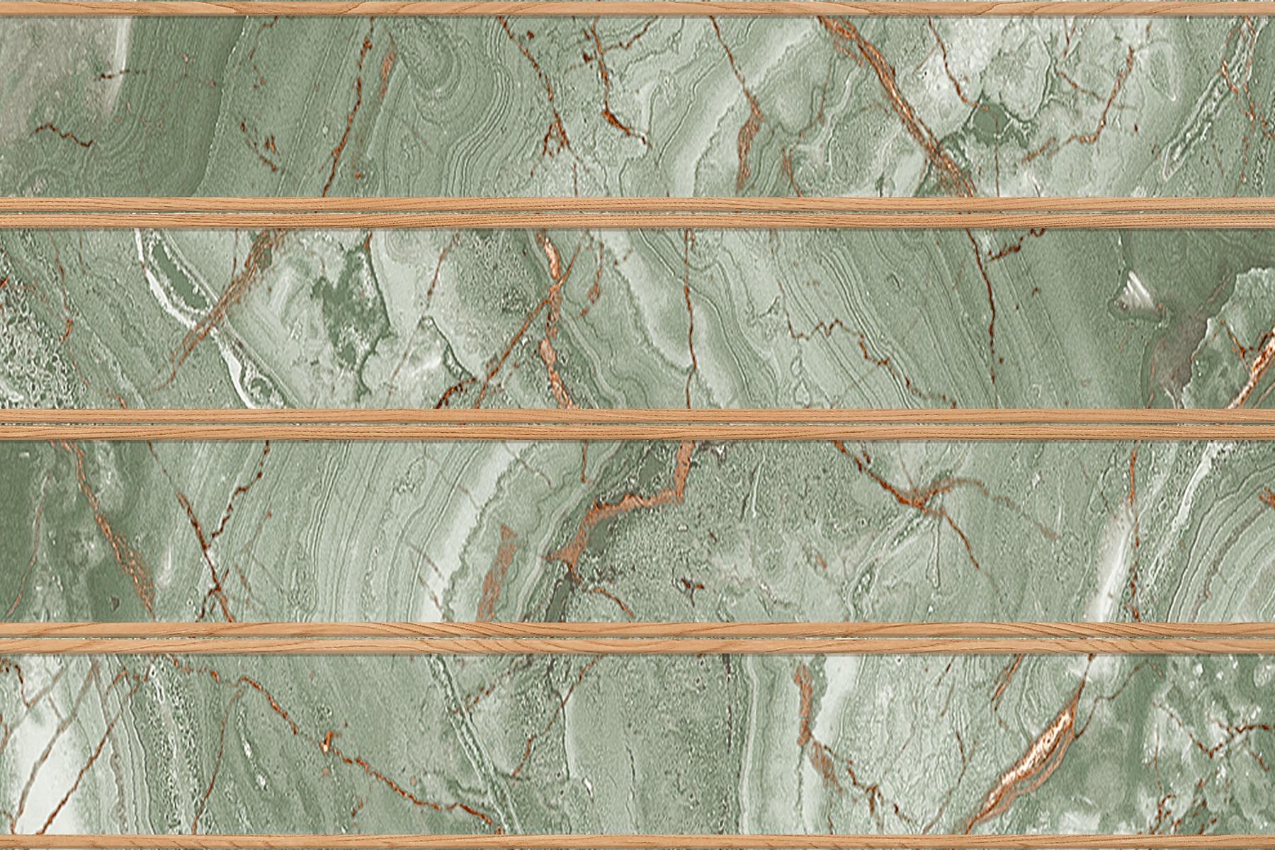 Glossy Finish  SBG Green Marble DK Wood Strip Ceramic tile 300x450 mm