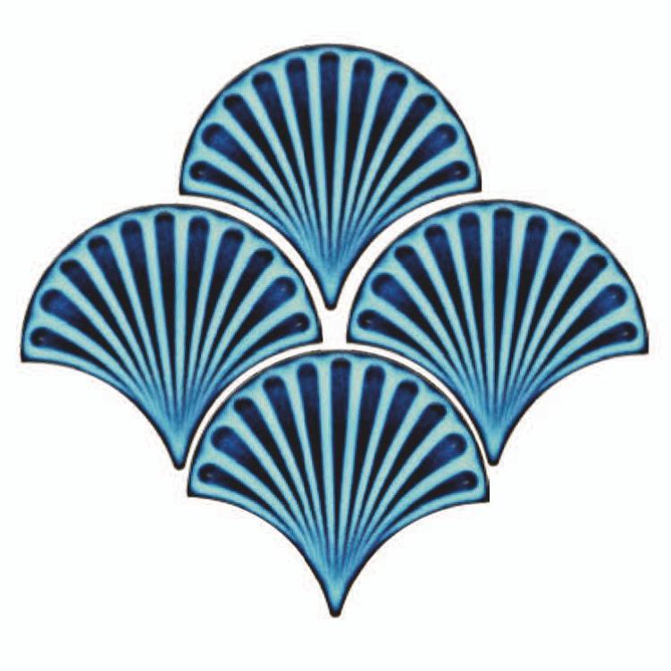 Glossy Finish Sea Blue Gloss Fishscale Art Ceramic tile 133x150 mm