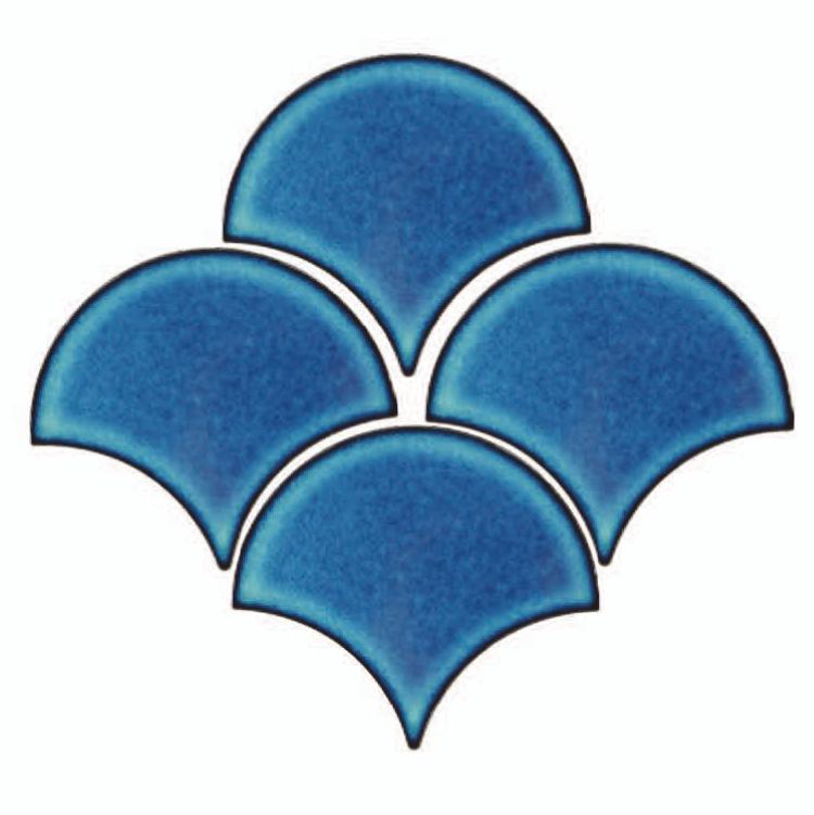 Glossy Finish Sea Blue Gloss Fishscale Ceramic tile 133x150 mm
