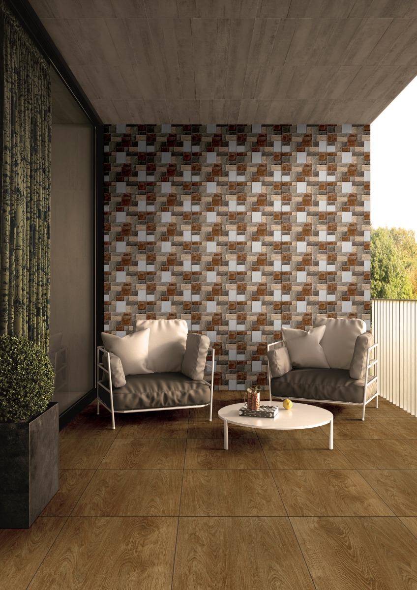 Glossy Finish SEG Stacked Hewn Stone Choco Ceramic tile 300x450 mm