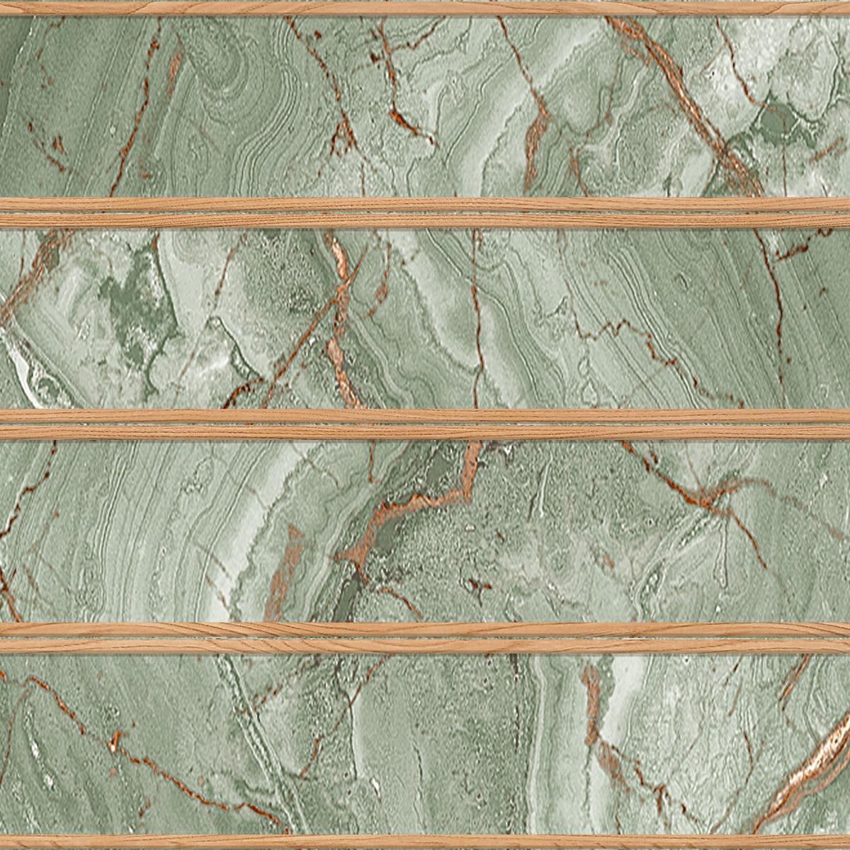 Matte Finish  SFM Green Marble DK Wood Strip Ceramic tile 300x300 mm