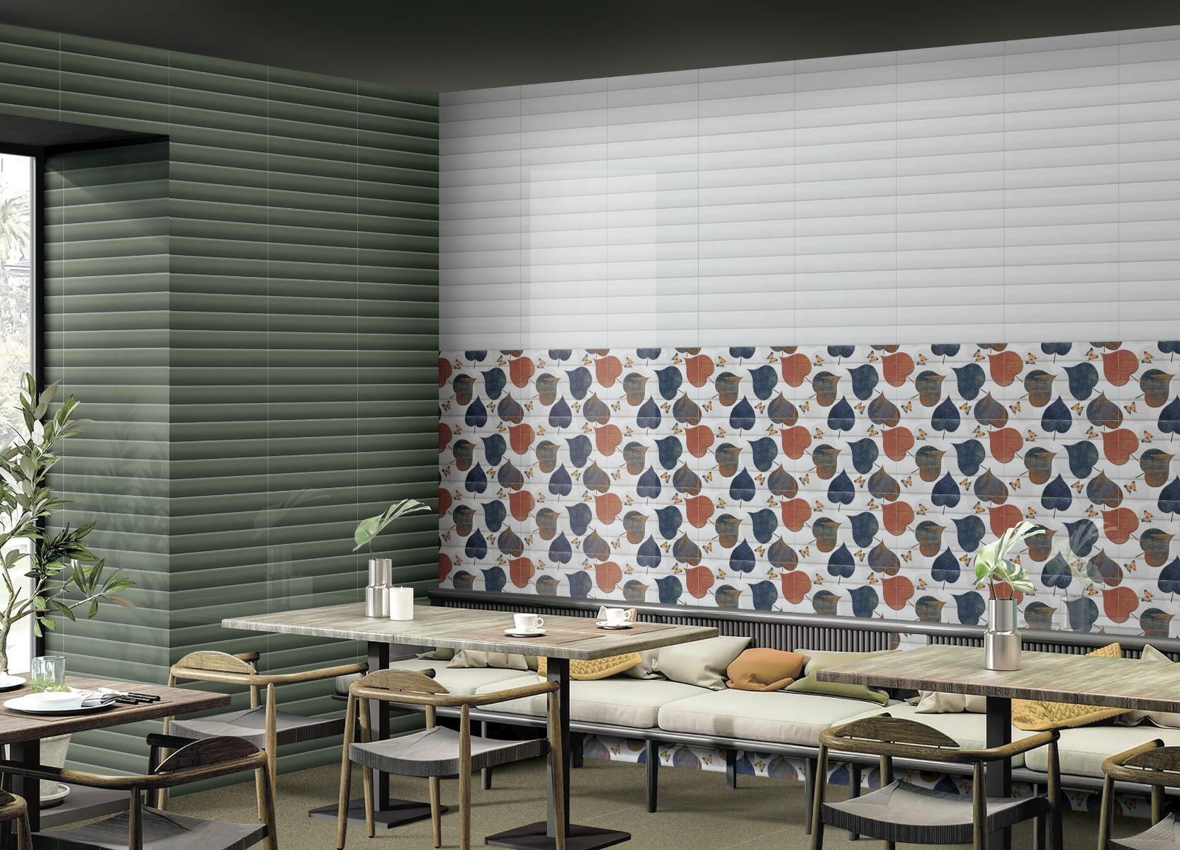 Glossy Finish SBG Strips Teal Green Ceramic tile 300x450 mm