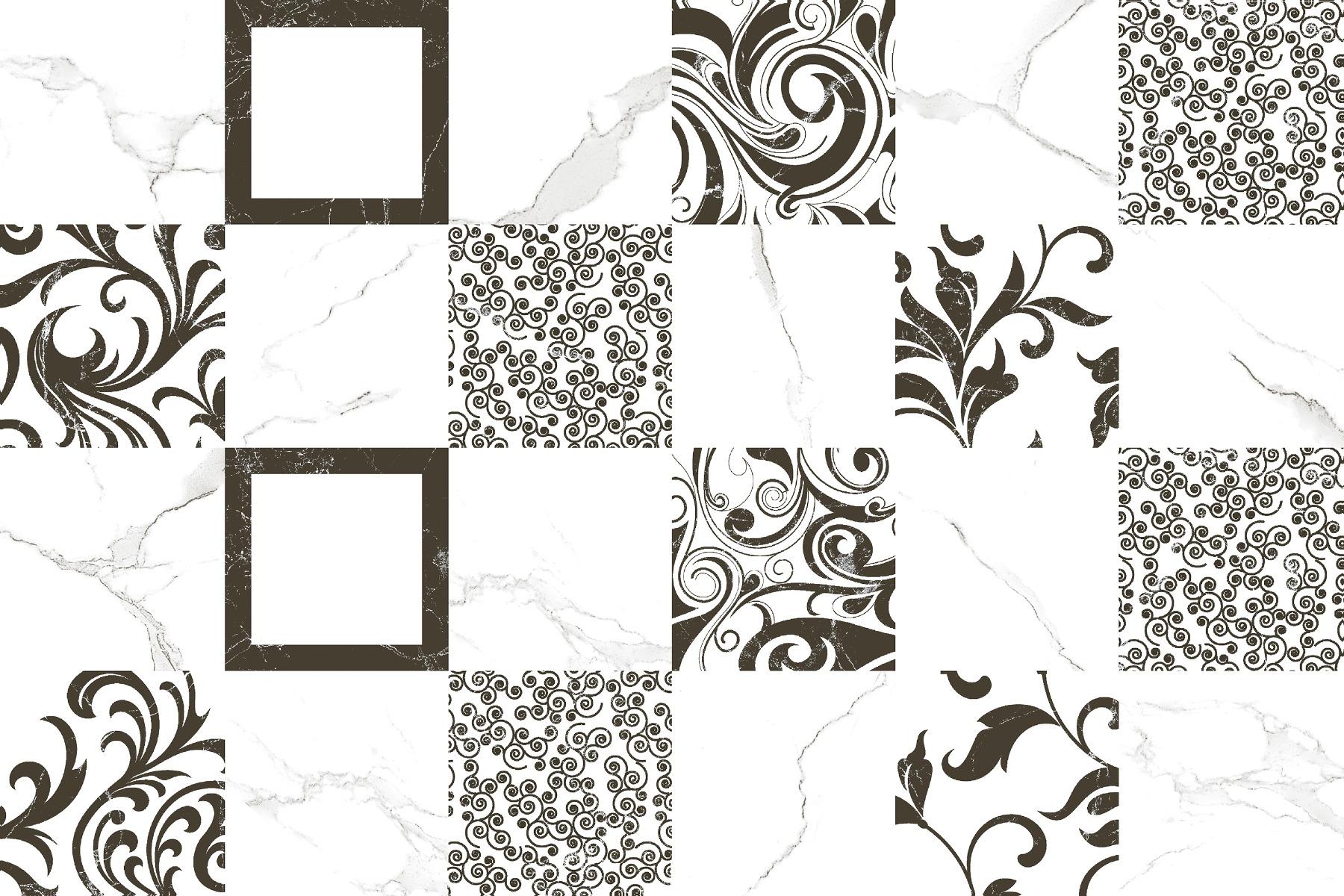 Glossy Finish  SHG Black White Swirl Mosaic HL Ceramic tile 300x450 mm
