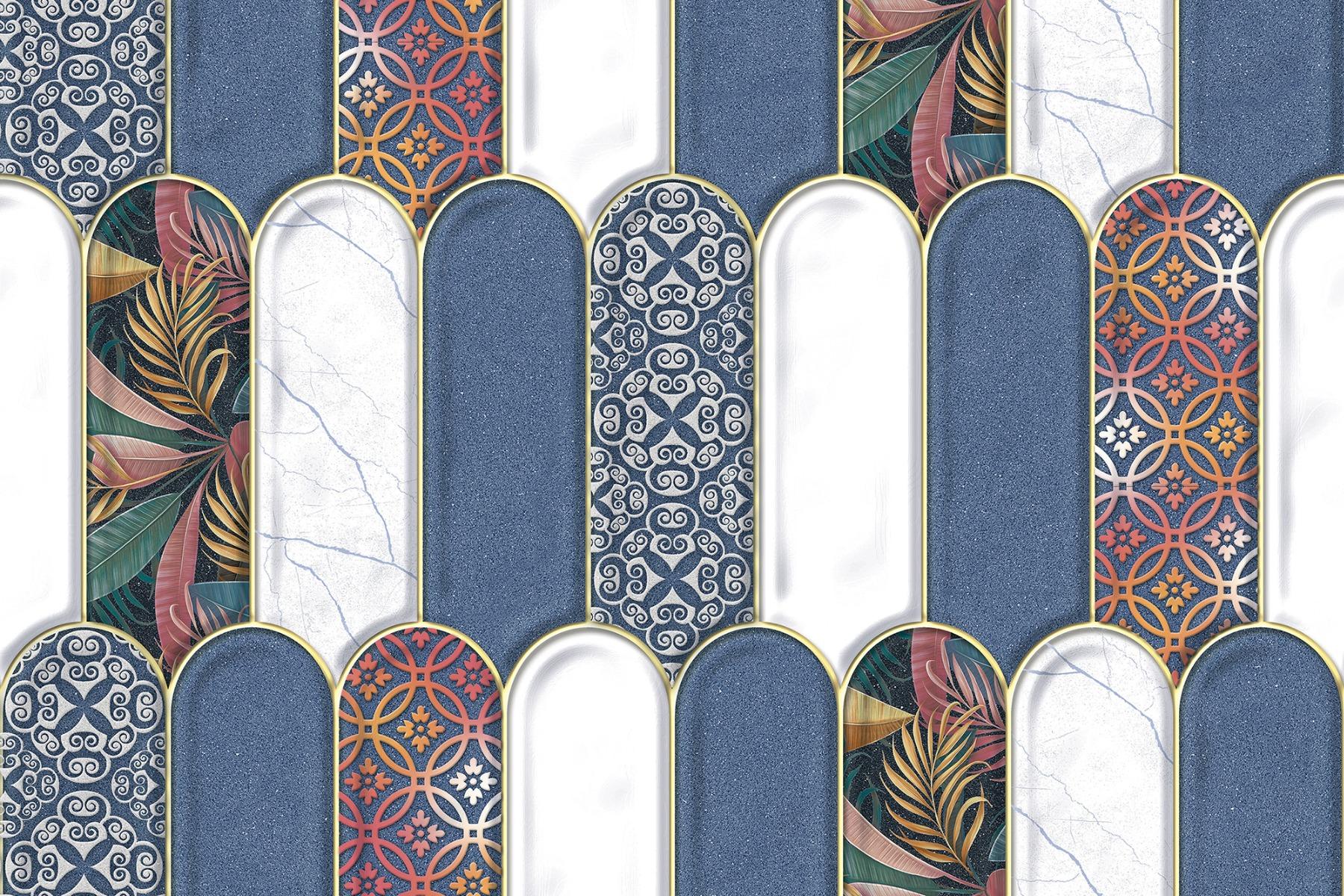Glossy Finish  SHG Blue Popsicle Floral HL Ceramic tile 300x450 mm