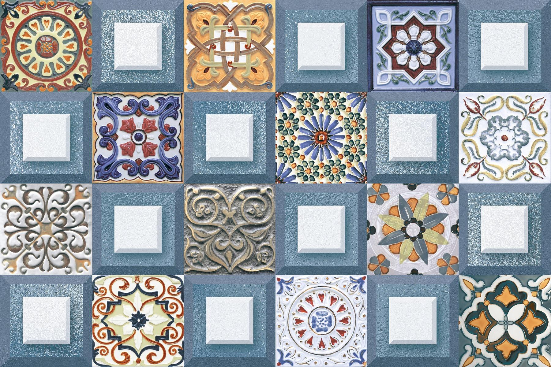 Glossy Finish  SHG Blue Portuguese Mosaic HL Ceramic tile 300x450 mm