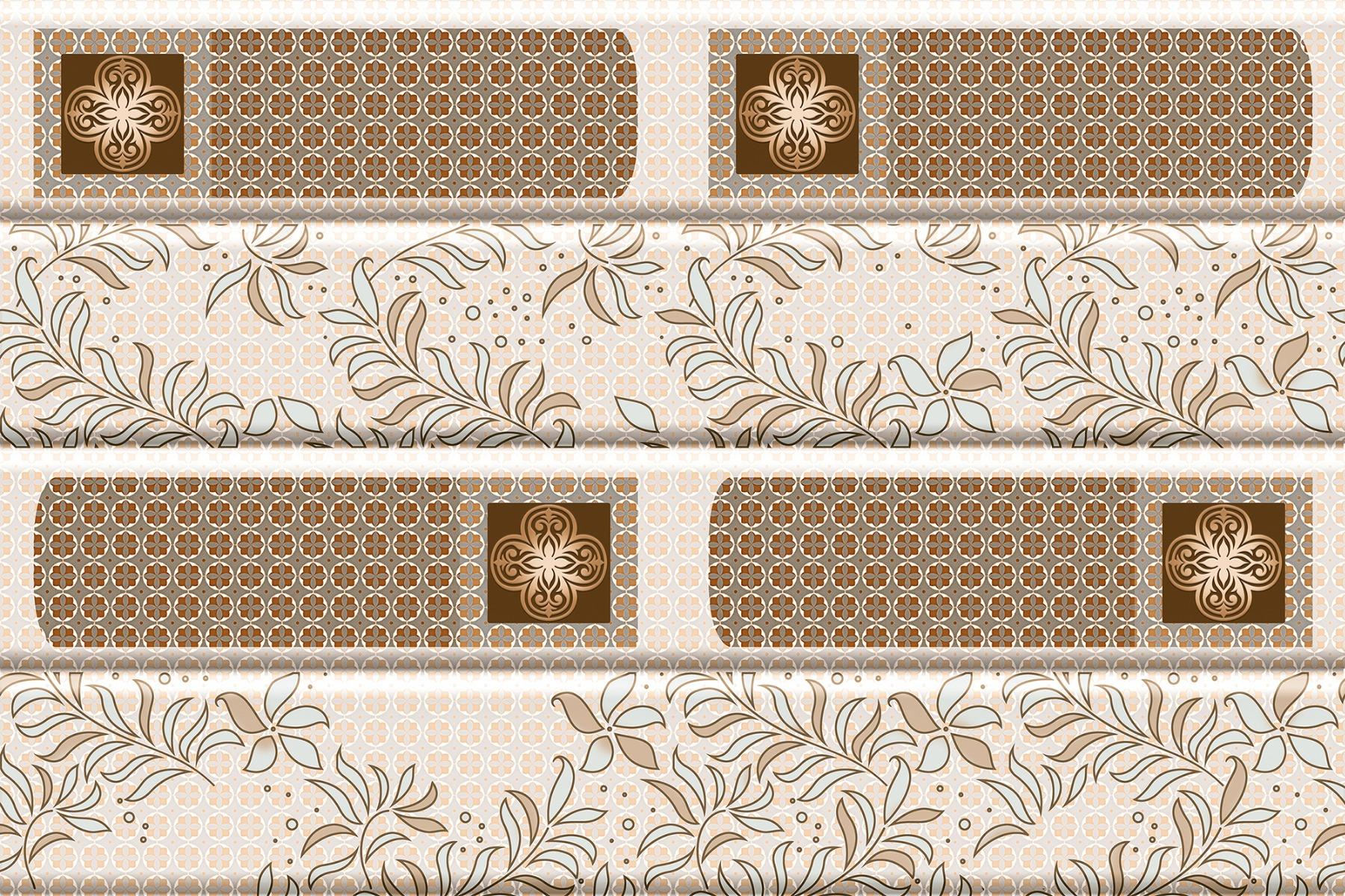 Glossy Finish  SHG Ethanic Floral Strip HL Ceramic tile 300x450 mm