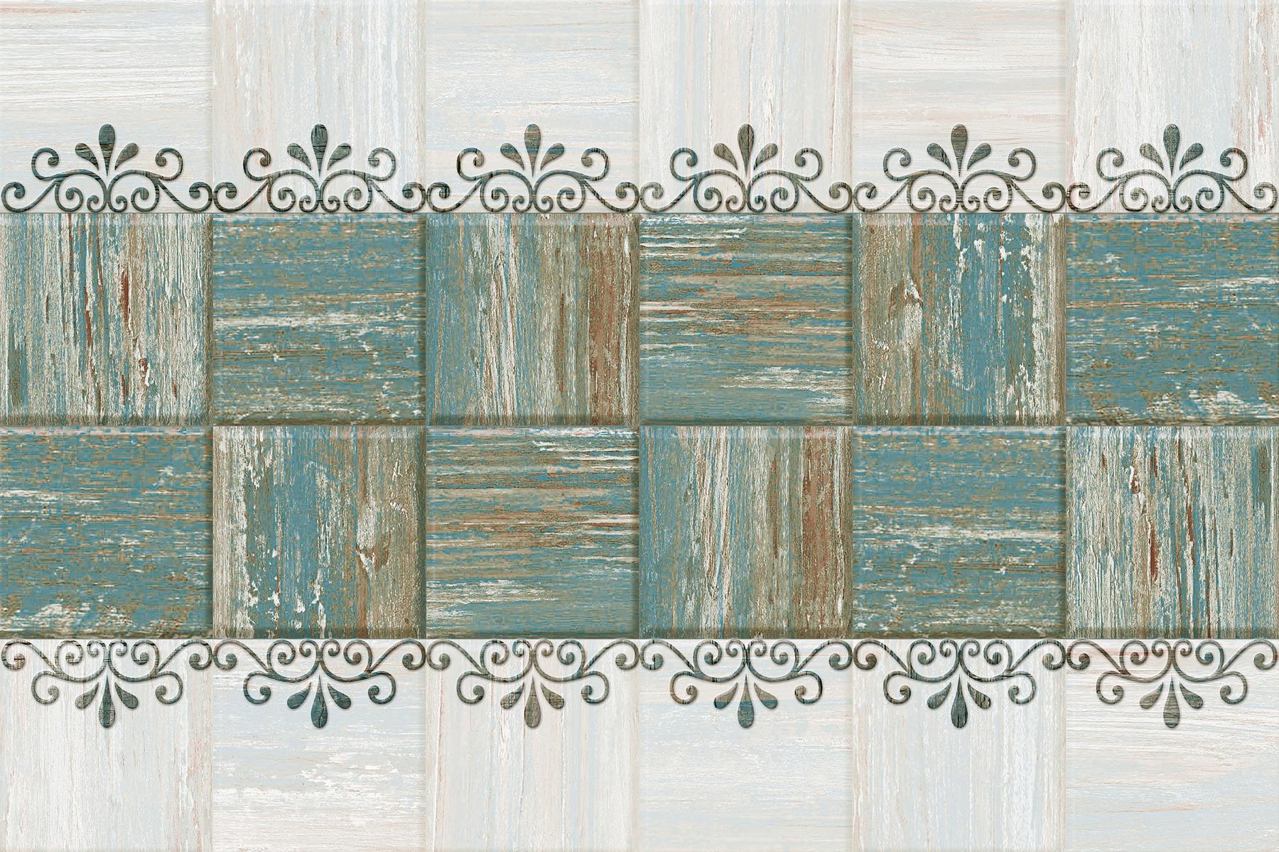 Glossy Finish  SHG Green Mosaic Scroll Art HL Ceramic tile 300x450 mm