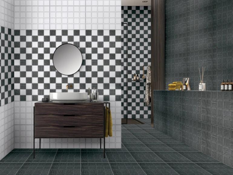Glossy Finish SBG Leather Mosaic White Ceramic tile 300x450 mm