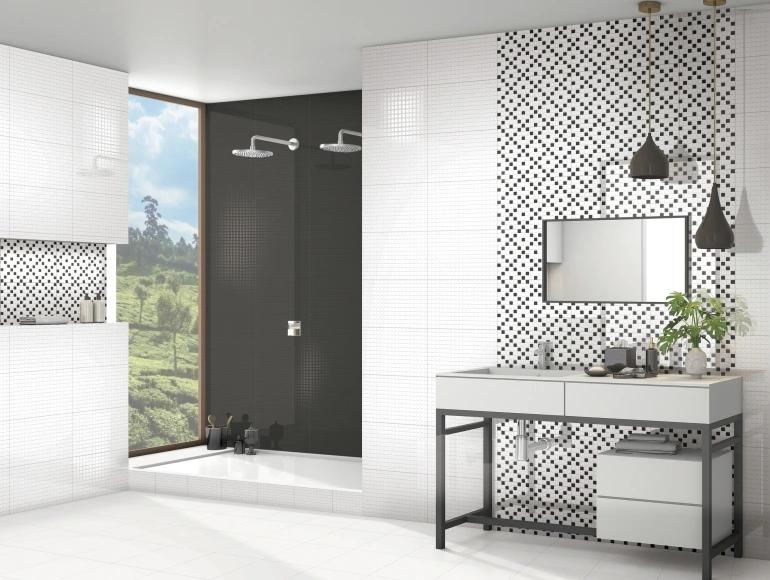 Glossy Finish SHG Mosaic Black White HL Ceramic tile 300x450 mm