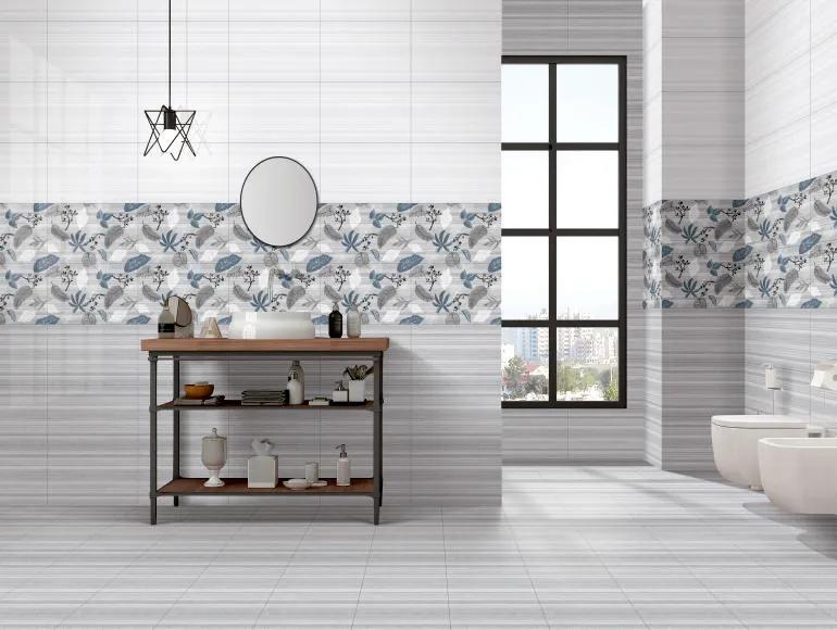 Glossy Finish  SBG Grey Striato Petal Ceramic tile 300x450 mm