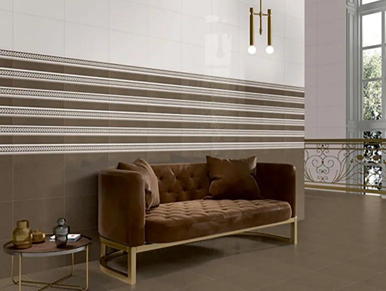 Glossy Finish SHG Strip Domino Brown HL Ceramic tile 300x450 mm