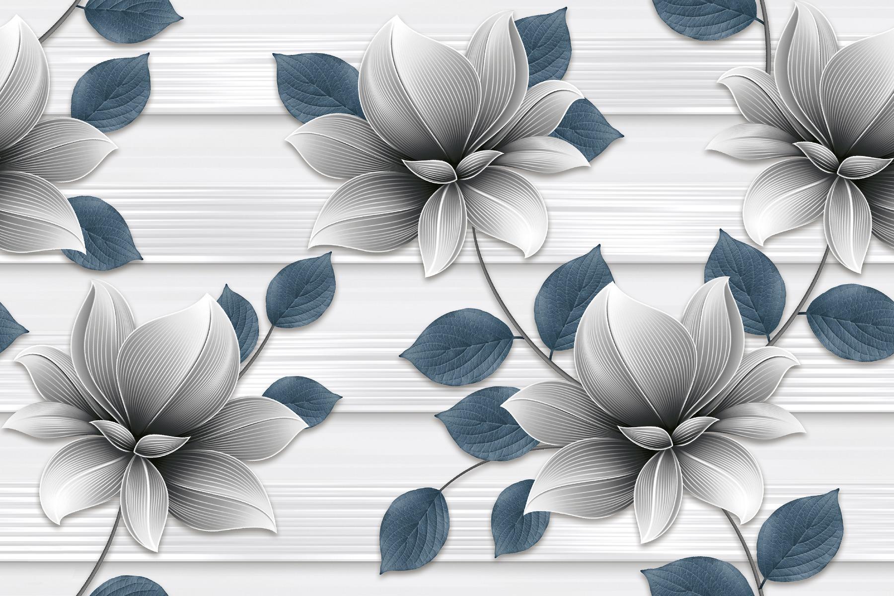 Glossy Finish  SHG Striped Silver Flower HL Ceramic tile 300x450 mm