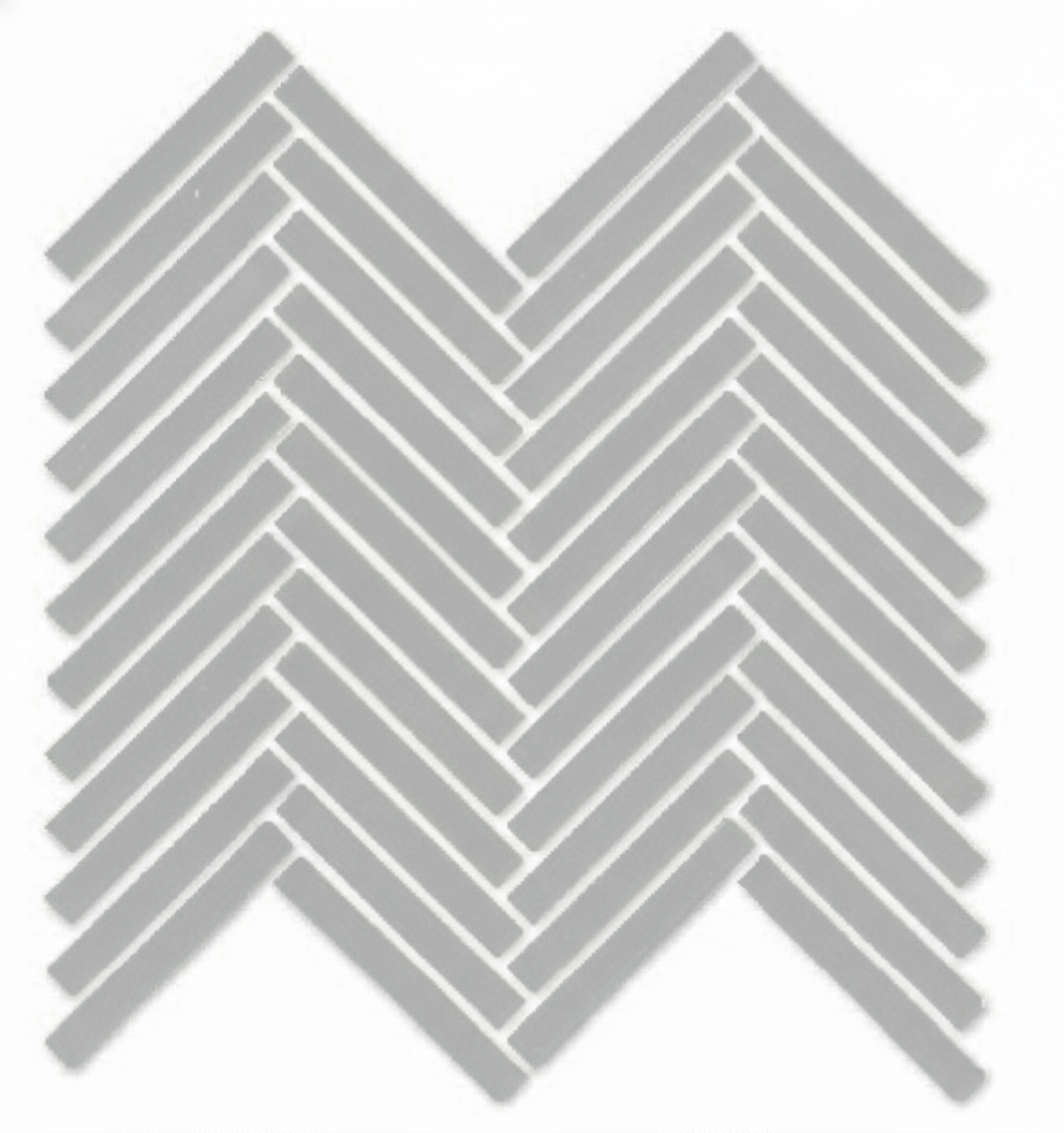 Glossy Finish Silver Gloss Duo Herringbone Ceramic tile 255x270 mm