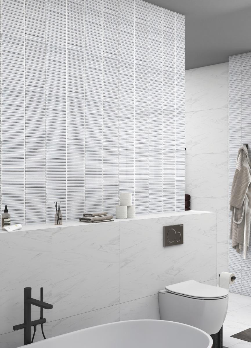 Glossy Finish Silver Gloss 3D KitKat Ceramic tile 298x303 mm