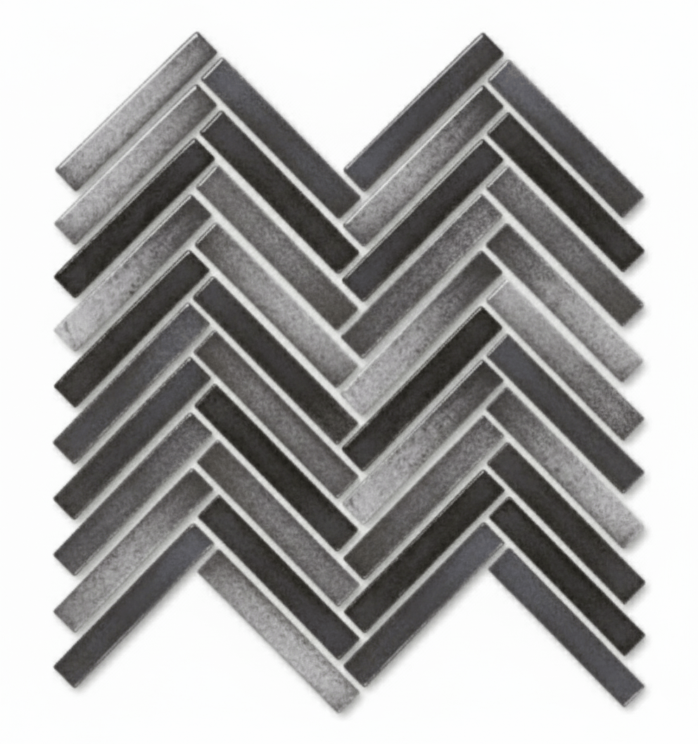 Glossy Finish Smoke Gloss 3D Duo Herringbone Ceramic tile 255x270 mm