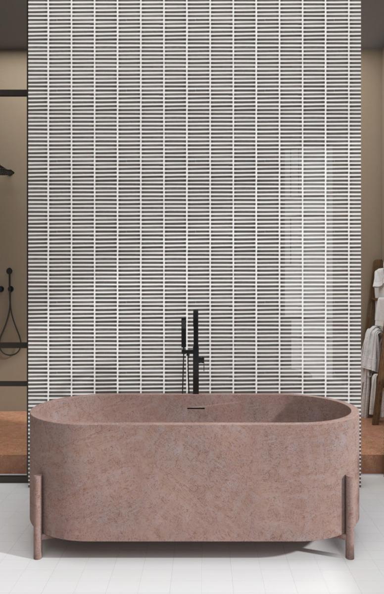 Glossy Finish Smoky Gloss 3D Stacked Bone Ceramic tile 285x300 mm