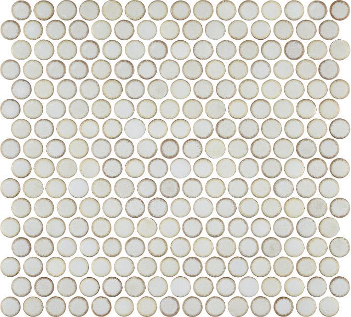 Glossy Finish Steel Gloss 3D Penny Round Ceramic tile 294x313 mm