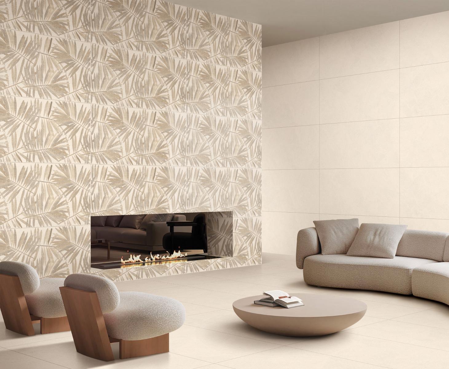Sugar Sugar Decor Autumn Palm Leaf Art Glazed Vitrified Tiles 600x1200 mm