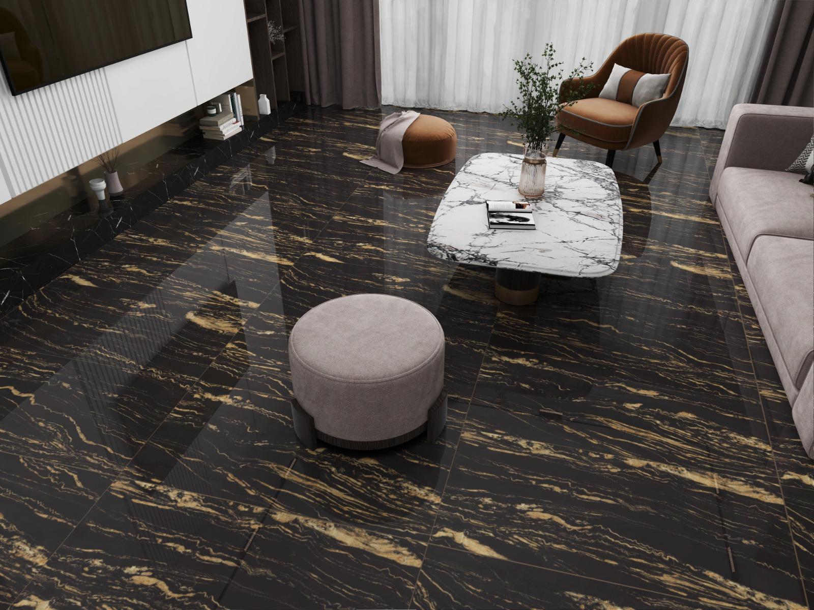 Super Glossy Finish Super Gloss Agata Brown Glazed Vitrified Tiles 600x1200 mm