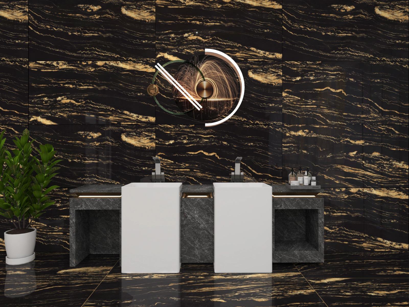 Super Glossy Finish Super Gloss Agata Brown Glazed Vitrified Tiles 600x1200 mm
