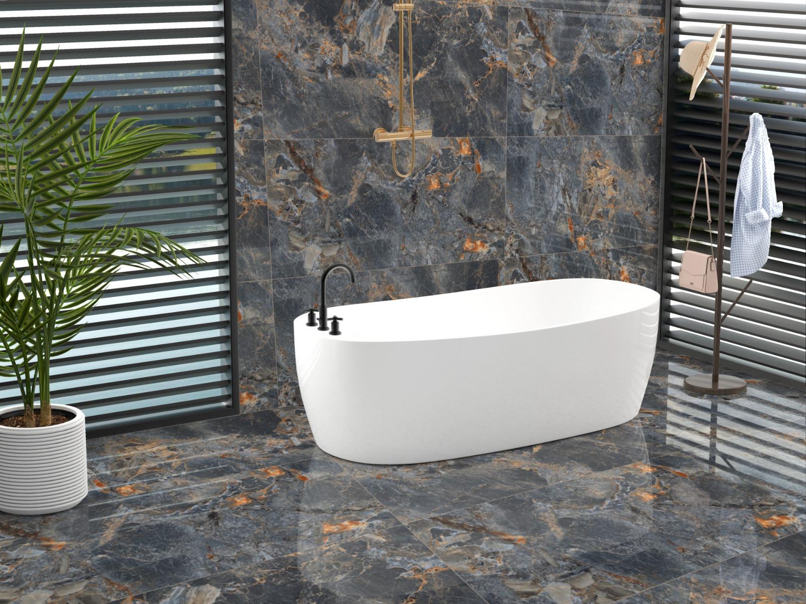 Super Glossy Finish Super Gloss Breccia Paradiso Blue Glazed Vitrified Tiles 600x1200 mm