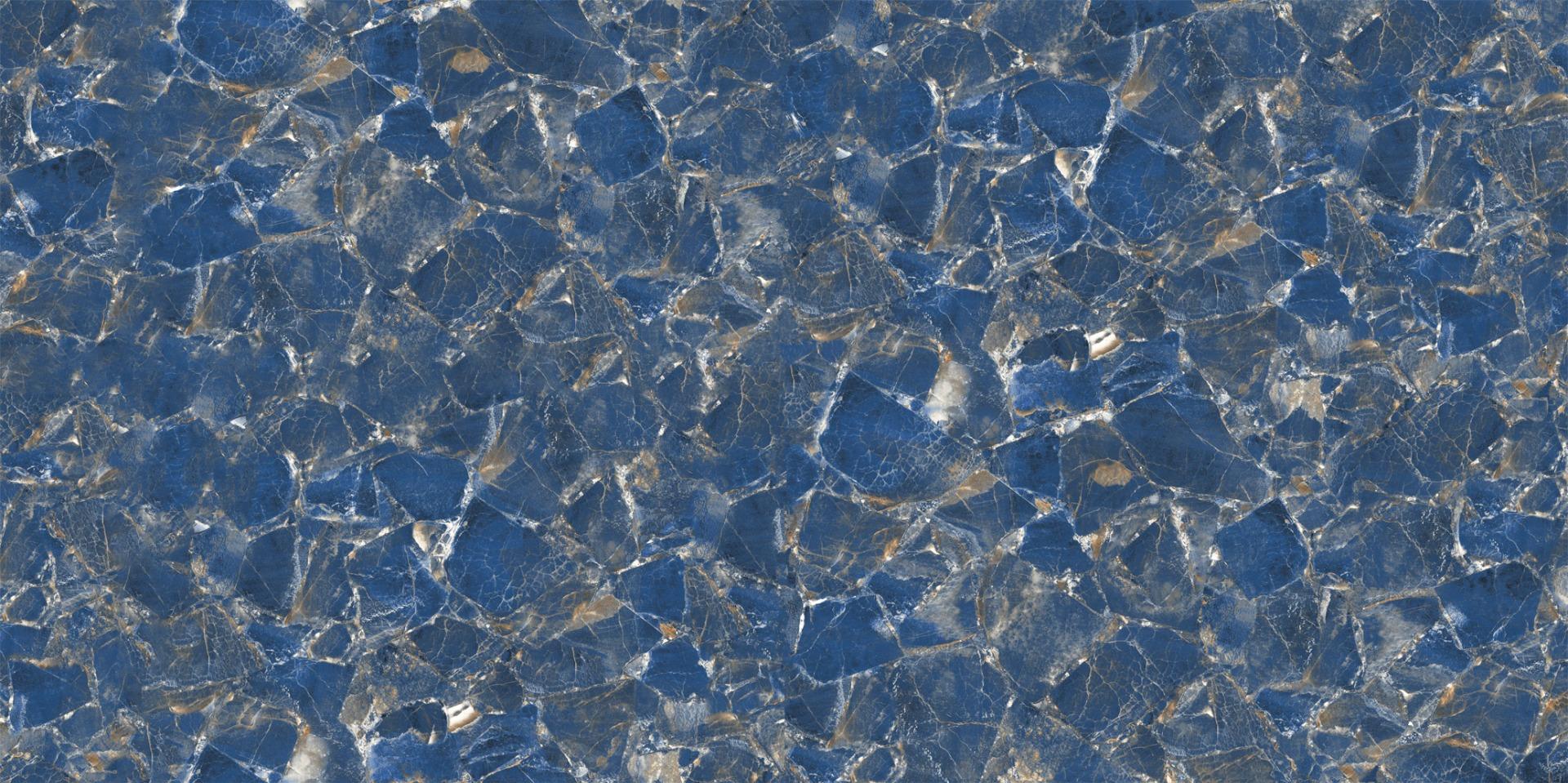 Super Glossy Finish DR Super Gloss Crystal Blue Marble Glazed Vitrified Tiles 600x1200 mm