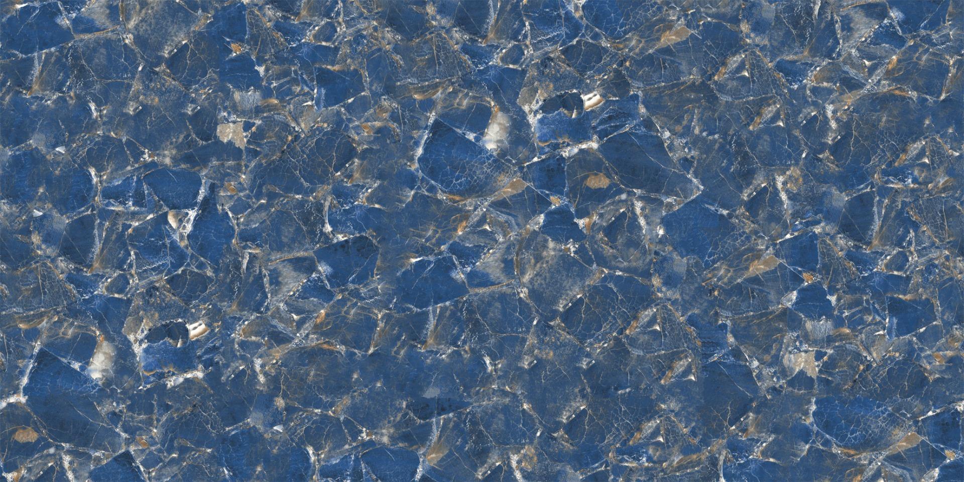 Super Glossy Finish DR Super Gloss Crystal Blue Marble Glazed Vitrified Tiles 600x1200 mm