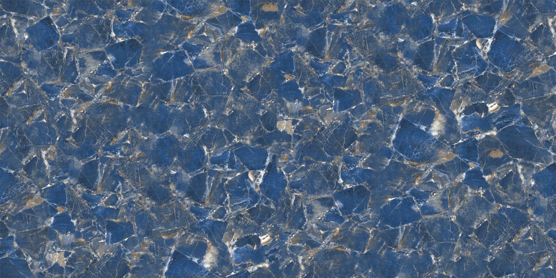 Super Glossy Finish DR Super Gloss Crystal Blue Marble Glazed Vitrified Tiles 600x1200 mm