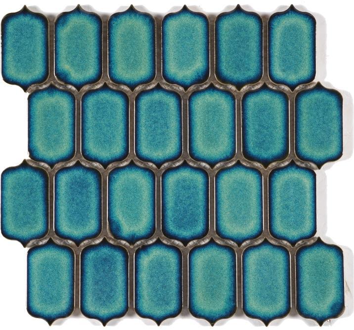 Glossy Finish Teal Blue Gloss 3D Lantern Ceramic tile 260x265 mm