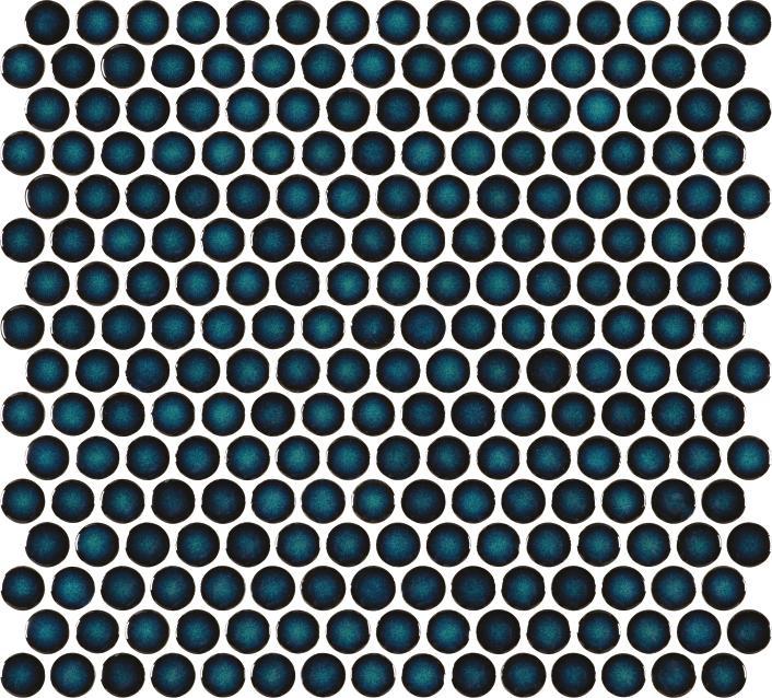 Glossy Finish Teal Blue Gloss 3D Penny Round Ceramic tile 294x313 mm