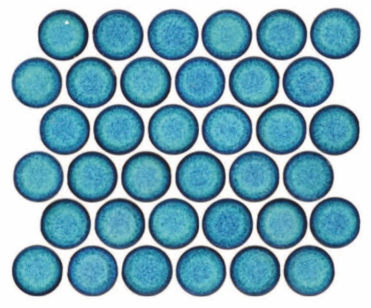 Glossy Finish Teal Blue Gloss 3D Retro Round Ceramic tile 265x300 mm