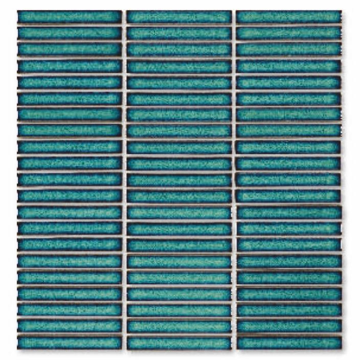 Glossy Finish Teal Blue Gloss 3D Stacked Bone Ceramic tile 285x300 mm