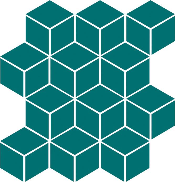 Glossy Finish Teal Blue Gloss Cube Ceramic tile 265x310 mm