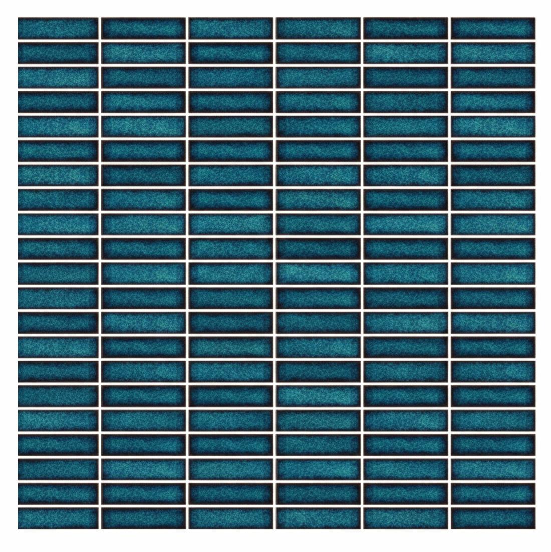 Glossy Finish Teal Blue Gloss 3D Stacked Brick Ceramic tile 298x298 mm