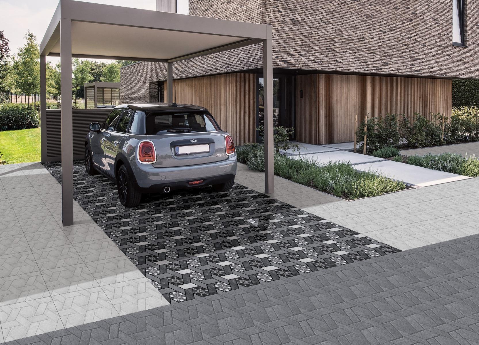 TL Grey Multi Hexa Brick Floral